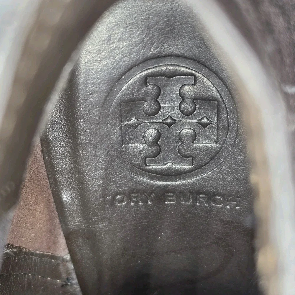 Tory Burch Deanna Booties‎ Womens 10.5 Brown Suede Distressed Wedge Buckles